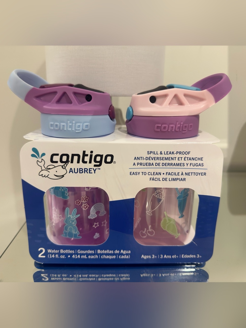 NWT Contigo Kids Aubrey Leak-Proof Water Bottles 2 x 14 ounce